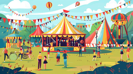 Obraz premium Illustration of a carnival or fair.