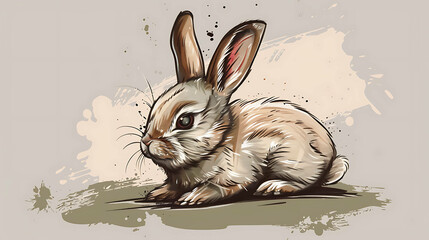 Cute bunny rabbit illustration with a watercolor background.