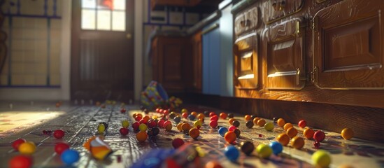 In The Kitchen Candy Lying On The Floor