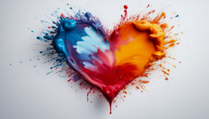 Paint stain in the shape of a multicoloured heart