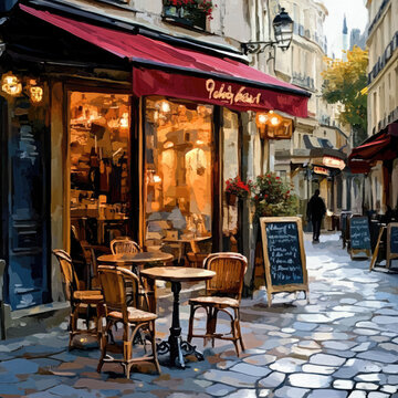 Fototapeta provence southern france village scene painting  postcard 