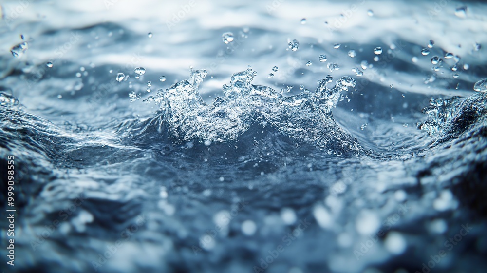 Sticker Water Splash Close Up: Abstract Blue Droplets