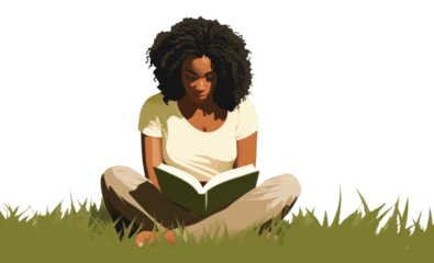 PNG Reading sitting grass adult.