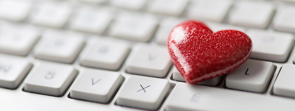 Cuore sulla tastiera di un pc. Amore. 