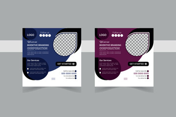 Modern Business banner for social media posts. Vector design Editable minimal square banner template.