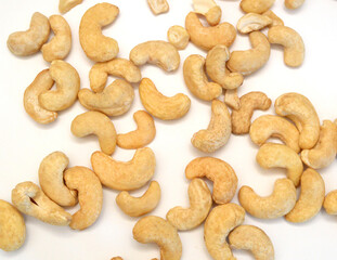 Cashew nuts on white background