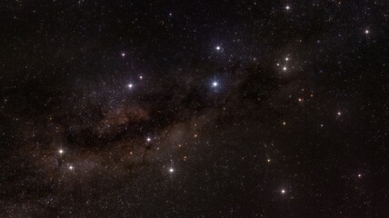 Naklejka premium A mesmerizing view of a star-filled night sky showcasing the Milky Way galaxy.