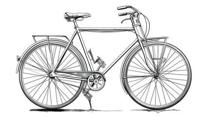A vintage bicycle in line art illustration.