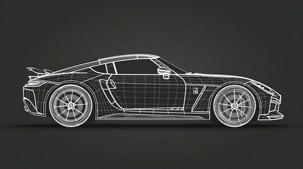 Naklejka premium Wireframe rendering of a sports car.