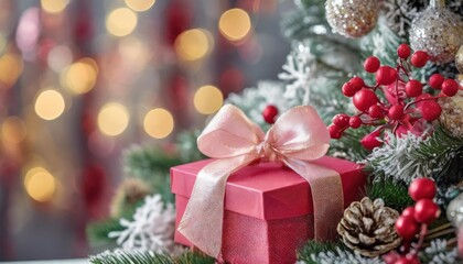 Festive holiday season background with depth of field for a joyful and celebratory vibe
