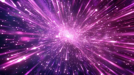 Naklejka premium Abstract Purple and White Light Streaks with Glowing Dots