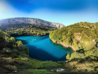 Fototapeta premium landscape with lake and mountains