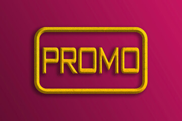 PROMO tag 3d illustration on red background, gold motive, label for an advertising campaign, collection for your unique selling poster, banner ads
