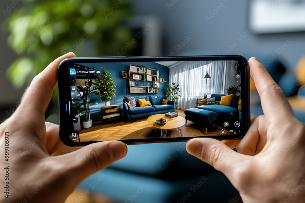 Poster digital 3d ar furniture app, where users place virtual furniture pieces in their real homes, viewing