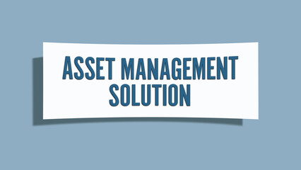 Asset Management Solution. A card isolated on blue background.