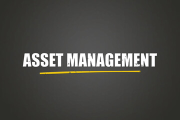 Fototapeta premium Asset Management. A blackboard with white text. Illustration with grunge text style.