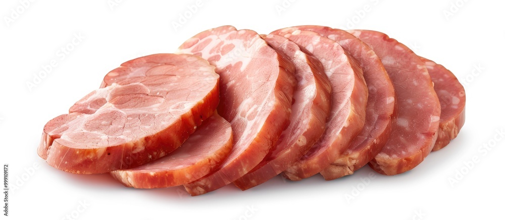 Wall mural Delicous Pork Ham Sausage Cut Isolated