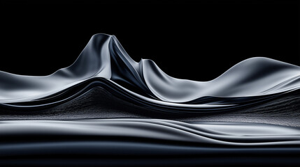 The elegant black fabric forms gentle waves and folds, contrasting with the darkness of the background, evoking a sense of calm and simplicity