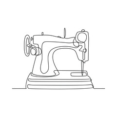 One continuous line drawing of Antiques illustration. Antiques sewing machine design in simple continuous linear style vector concept. Antiques themes design for educational presentation purpose.
