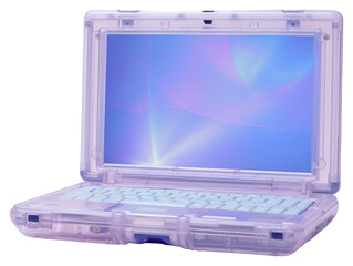 PNG  Closed cute frutiger aero laptop computer white background electronics.