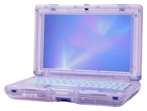 PNG  Closed cute frutiger aero laptop computer white background electronics.