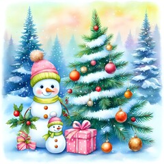 joyful christmas moment captured with snowmen and holiday cheer