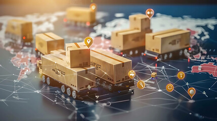 Global Shipping Concept with a Truck Delivering Worldwide



