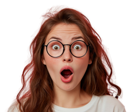 PNG American surprised face expression portrait glasses adult.