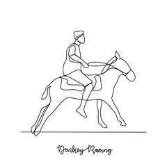 One continuous line drawing of Donkey Racing sport vector illustration. Traditional sport design in simple linear continuous style vector concept. Sport theme design for your asset design illustration