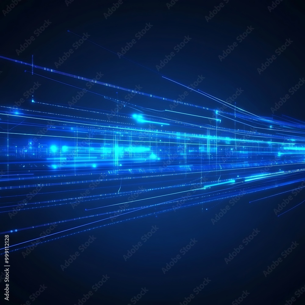 Wall mural futuristic technology background with glowing abstract blue lines and patterns image