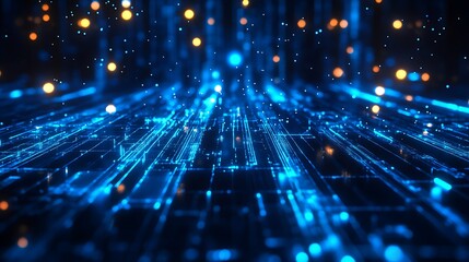 Obraz premium Glowing blue lines in an abstract technology-themed background design