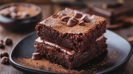 brownie for dessert and American chocolate. Brownies with cocoa. generative ai
