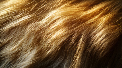 Fototapeta premium Macro View of Lion Mane Fur with Thick Golden Strands