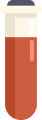 This vector illustration features a medical test tube containing a red liquid sample, commonly used in laboratories for analysis