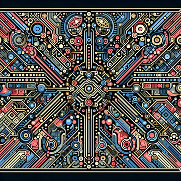 Circuit Board Pattern with Many Electronics Components. Circuit Pattern for Technology Concepts Graphics Resources Pattern Design