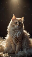 Cute angelic kitten with wings resembling a Seraphim, radiating charm and innocence