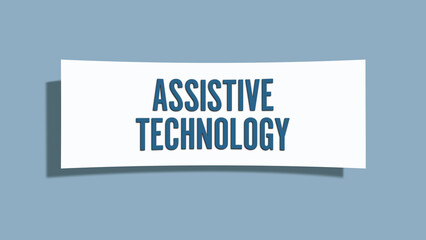 Assistive Technology. A card isolated on blue background.