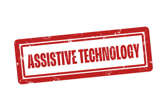 Assistive Technology. A red stamp isolated on white background.