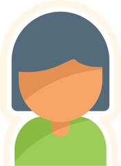 Faceless female character with short dark hair wearing a green shirt for a social media avatar sticker