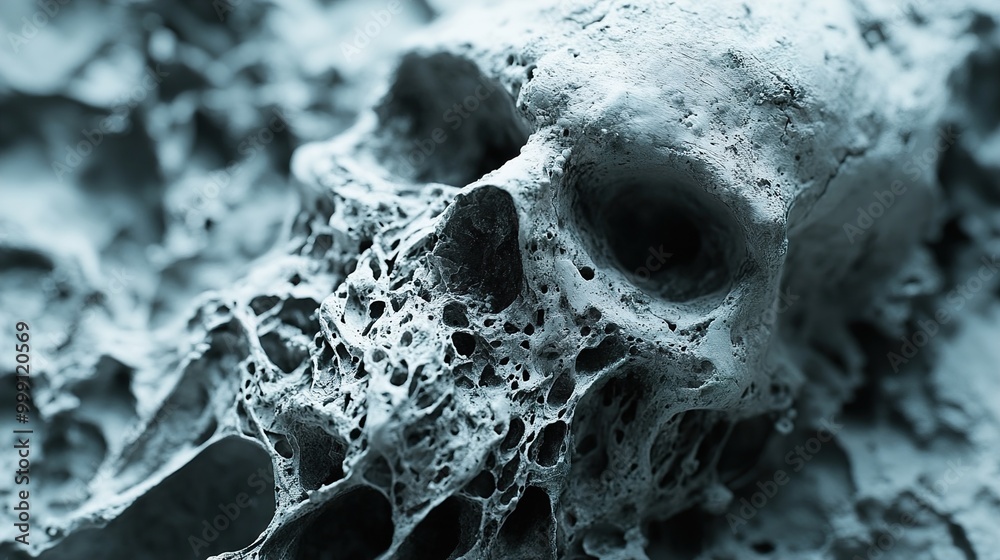 Sticker Close Up of a Decaying Skull - A Study in Mortality