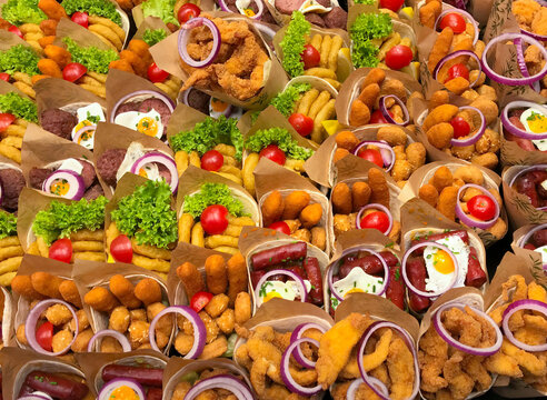 fast food breakfasts at boqueria market