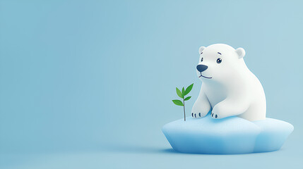 The bear appears to be looking at the camera with a sad expression