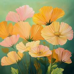 Painted Yellow and Pink Flowers