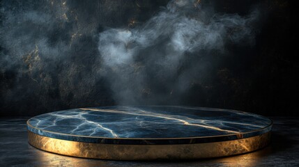 Mystical Smoky Marble Surface with Golden Veins