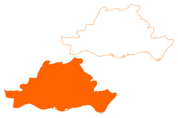 West Betuwe municipality (Kingdom of the Netherlands, Holland, Gelderland or Guelders province) map vector illustration, scribble sketch West Betuwe map