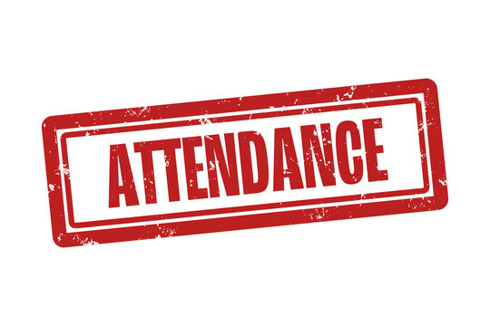 Attendance . A red stamp isolated on white background.