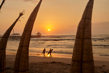 Huanchaco is a coastal town in Peru known for its unique reed boats, called "caballitos de totora". These boats have been used by local fishermen for thousands of years.