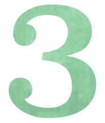 Number 3 png green, transparent background