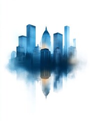 Fototapeta premium Wall Street financial district on a white background flat design side view stock market water color Triadic Color Scheme