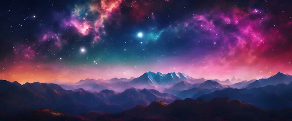 Obraz premium Mountain Range under a Starry Sky